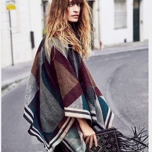 Free People Scotty Border Stripe Poncho